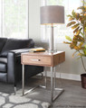Roman end table in Stainless Steel, Walnut