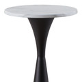 Gemma table in Black Metal, White Marble Top, close-up detail, featuring marble design and glass design