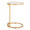 Zenn end table in Gold Metal, Clear Glass, side view, featuring glass top