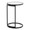 Zenn end table in Black Metal, Clear Glass, back and side view, featuring glass top