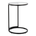 Round Zenn End Table in Black Metal with Clear Glass Table Top — product view