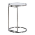 Zenn end table in Stainless Steel, Clear Glass, back and side view, featuring glass top