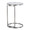 Zenn end table in Stainless Steel, Clear Glass, back and side view, featuring glass top