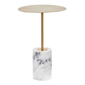 Symbol Contemporary Side Table in Gold Metal and White Marble — product view