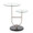 Trombone table in Black Marble, Nickel, Clear Glass, side view, featuring glass top