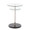 Trombone table in Black Marble, Nickel, Clear Glass, back view, featuring glass top