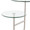 Trombone table in Black Marble, Nickel, Clear Glass, side view, featuring glass top