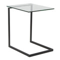 Zenn Contemporary End Table in Black Metal and Clear Glass Table Top — product view