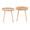 Pebble table set in Natural Wood, side view, featuring wood frame