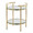 Rhonda table in Gold Metal, Clear Glass, back and side view, featuring storage and glass top