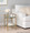 Rhonda table in Gold Metal, Clear Glass, featuring storage and glass top