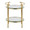 Rhonda table in Gold Metal, Clear Glass, front view, featuring storage and glass top