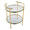 Rhonda table in Gold Metal, Clear Glass, top view, featuring storage and glass top