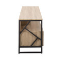 Folia TV stand in Natural Wood, Black Steel, side view, featuring storage