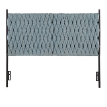 Matisse bedroom furniture in Black Metal, Blue Fabric, front view, featuring metal design and fabric design