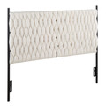 Braided Matisse Queen Size Headboard in Black Metal and Cream Sherpa Fabric — product view