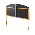 Lindsey bedroom furniture in Gold Steel, Cream Velvet, back and side view, featuring velvet design