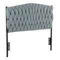 Braided Matisse Twin Size Headboard in Black Metal and Blue Fabric — product view