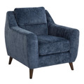 Carly Upholstered 35" Contemporary Armchair in Espresso Wood and Blue Fabric — product view