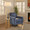 Carly Upholstered 35" Contemporary Armchair in Espresso Wood and Blue Fabric — lifestyle photo 8