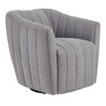Finley Upholstered Contemporary Swivel Accent Chair in Black Metal and Grey Fabric — product view
