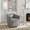 Finley Upholstered Contemporary Swivel Accent Chair in Black Metal and Grey Fabric — lifestyle photo 2