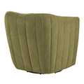 Finley accent chair in Green Fabric, Black Metal, back and side view, featuring swivel