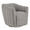 Finley Upholstered Contemporary Swivel Accent Chair in Black Metal and Taupe Fabric — product view