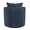 Gemma Upholstered Contemporary Swivel Accent Chair in Espresso Wood and Blue Indigo Fabric — back view