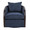 Gemma Upholstered Contemporary Swivel Accent Chair in Espresso Wood and Blue Indigo Fabric — front view