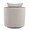 Gemma Upholstered Contemporary Swivel Accent Chair in Espresso Wood and Sand Fabric — back view