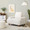 Kipton 43" Contemporary Armchair Upholstered in White Fabric and Walnut Wood — lifestyle photo 1