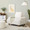 Kipton 43" Contemporary Armchair Upholstered in White Fabric and Walnut Wood — lifestyle photo 2