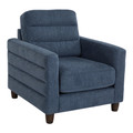 Willow Upholstered 35" Contemporary Armchair in Espresso Wood and Blue Fabric — product view