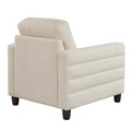 Willow accent chairs & seating in Espresso Wood, Sand Fabric, back and side view, featuring upholstered seat and tufted upholstery