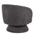 Zara accent chair in Steel Grey Fabric, back and side view, featuring swivel and upholstered seat