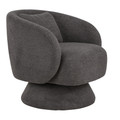 Zara Upholstered Contemporary Swivel Accent Chair with Pillow in Steel Grey Fabric — product view