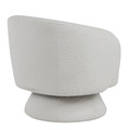 Zara accent chair in White Fabric, back and side view, featuring swivel and upholstered seat