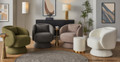 Zara accent chair in White Fabric, featuring swivel and upholstered seat