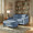 Carly Upholstered 44" Contemporary Bench Ottoman in Espresso Wood and Blue Fabric — lifestyle photo 4