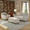 Carly ottoman in Espresso Wood, Pewter Fabric, featuring wood frame