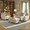 Carly Upholstered 44" Contemporary Bench Ottoman in Espresso Wood and Pewter Fabric — lifestyle photo 4