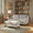 Carly Upholstered 44" Contemporary Bench Ottoman in Espresso Wood and Pewter Fabric — lifestyle photo 5