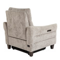 Slope accent chairs & seating in Espresso Wood, Pewter Fabric, back and side view, featuring upholstered seat