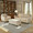 Carly Upholstered 73" Contemporary Sofa in Espresso Wood and Beige Fabric — lifestyle photo 5