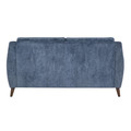 Carly accent chairs & seating in Espresso Wood, Blue Fabric, back view, featuring upholstered seat