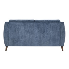 Carly accent chairs & seating in Espresso Wood, Blue Fabric, back view, featuring upholstered seat