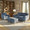 Carly Upholstered 73" Contemporary Sofa in Espresso Wood and Blue Fabric — lifestyle photo 7