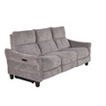 Slope Upholstered Contemporary Power Sofa in Espresso Wood and Pewter Fabric — product view (photo 1)