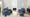 Willow Upholstered 80" Contemporary Sofa in Espresso Wood and Blue Fabric — lifestyle photo 3